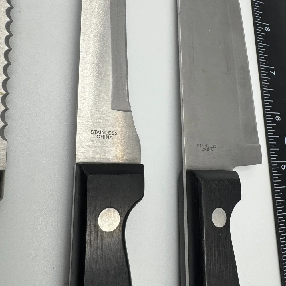 Tools of the‎ Trade 3 Piece Kitchen Knife Set Stainless Steel Black Triple Rivet